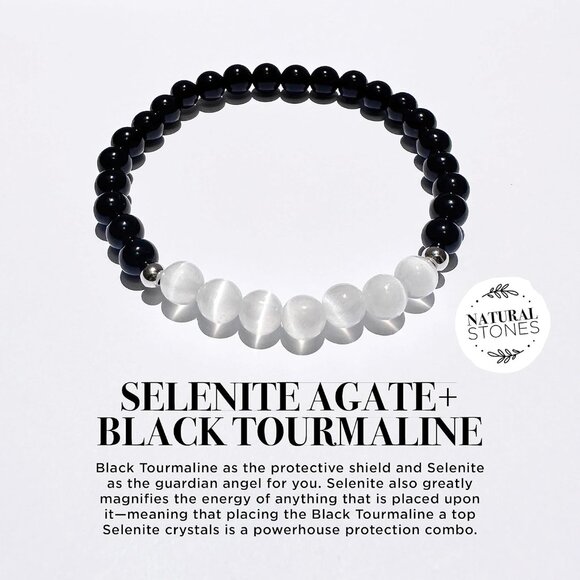 Handmade Natural Gemstone Beaded Bracelet for Men and Women—Healing, Protection, - Picture 3 of 9